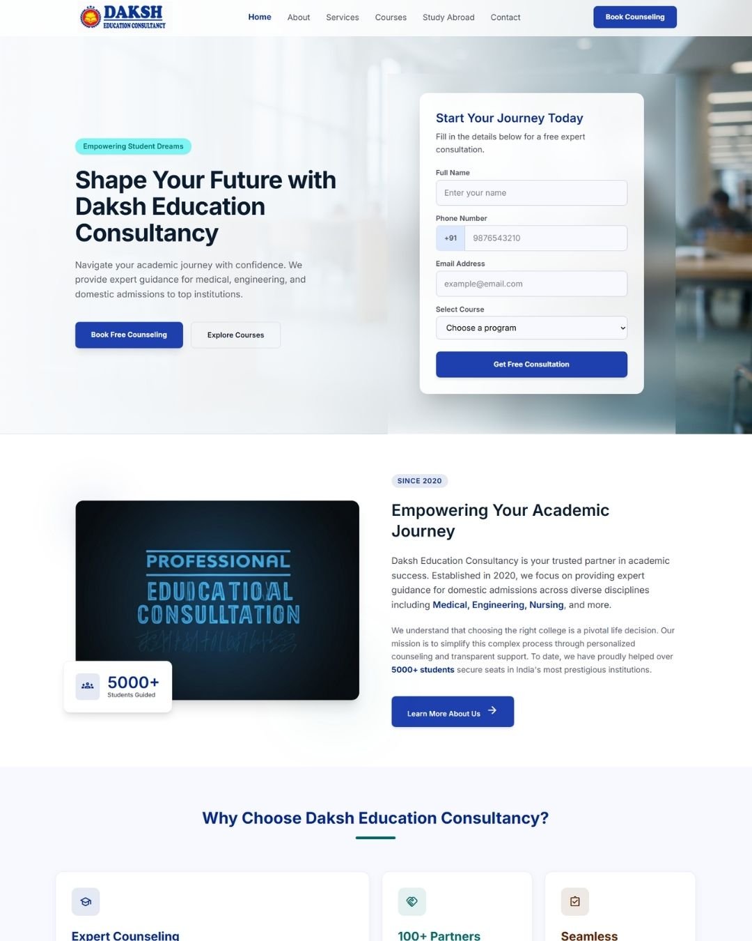 Daksh Education Consultancy Website Design